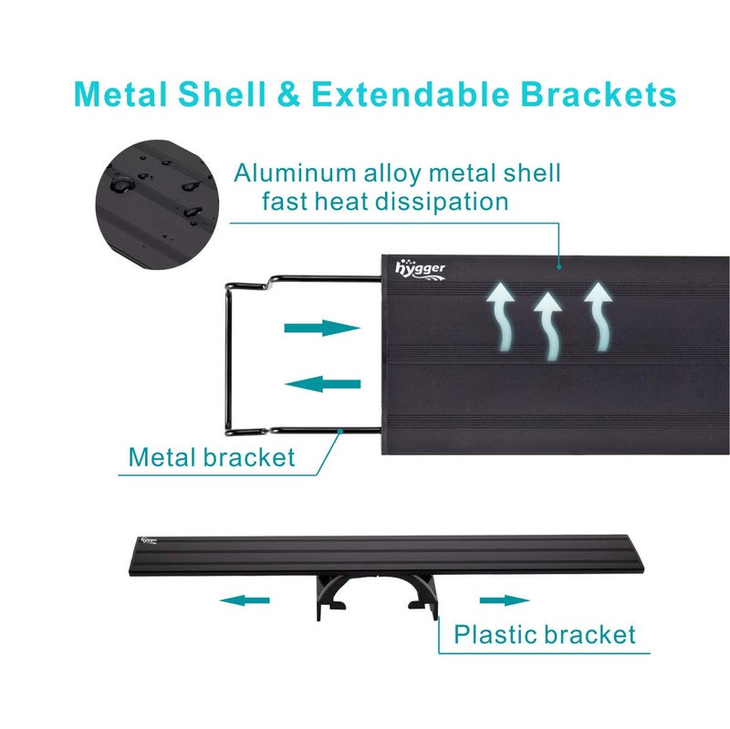 hygger 16W Full Spectrum Aquarium Light with Aluminum Alloy Shell Extendable Brackets, White Blue Red LEDs, External Controller, for Freshwater Fish Tank (24-30 inch) - Image 5